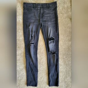 Hollister Women's Distressed Dark Gray Skinny Jeans